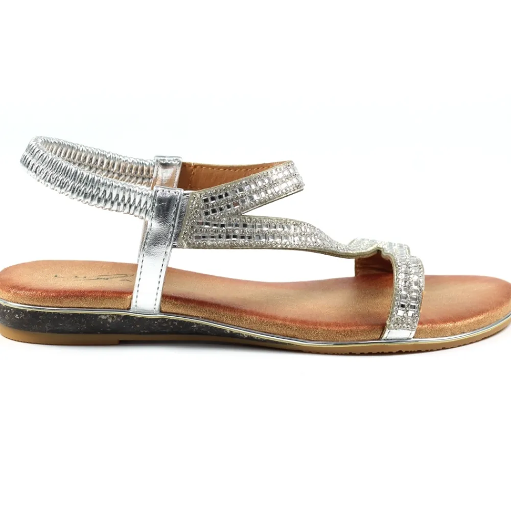 Elasticated-Lunar Shoes Blaise II Silver Sandal