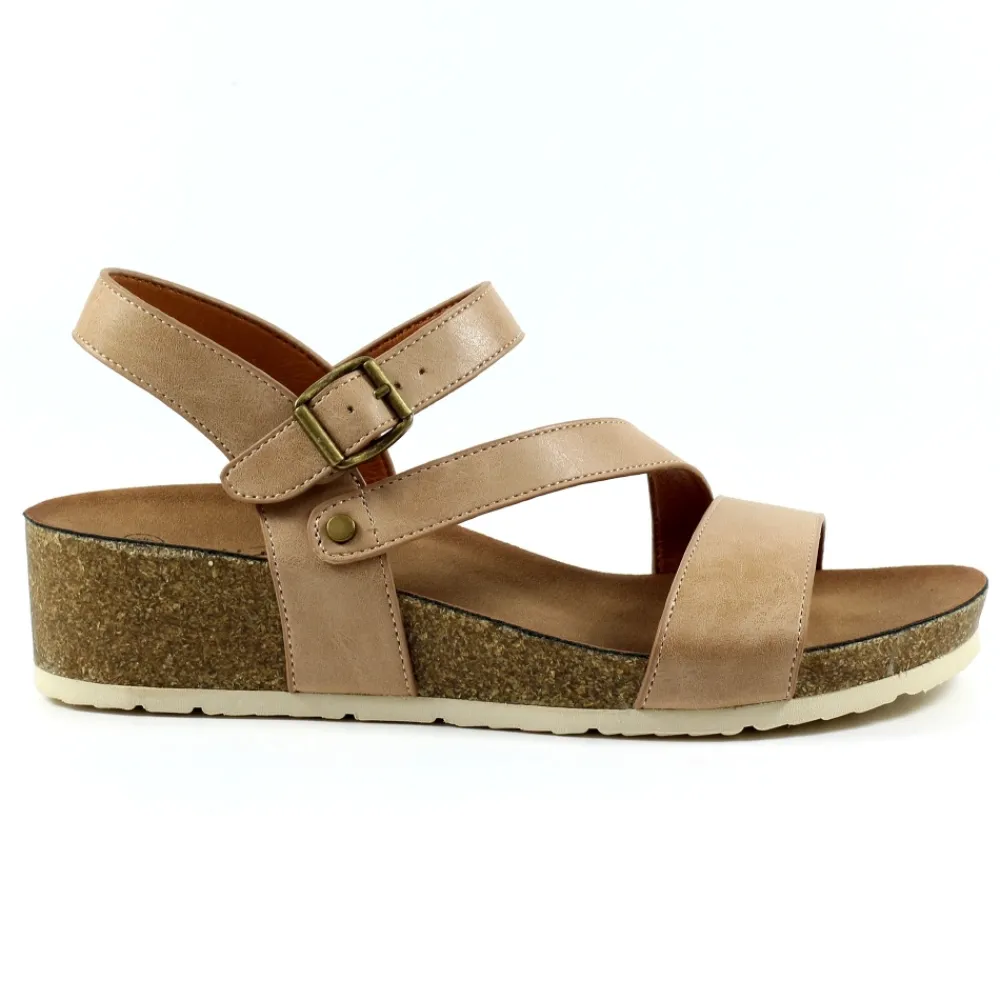 Wedges-Lunar Shoes Cluster Beige Sandal