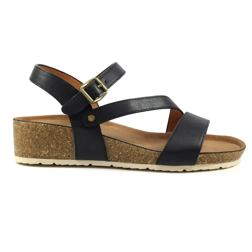 Wedges-Lunar Shoes Cluster Black Sandal