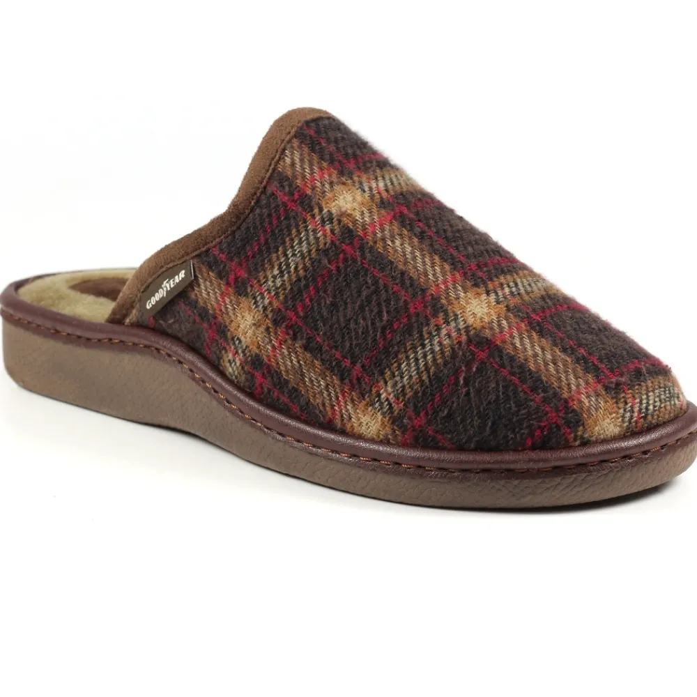 Mens Slippers-Lunar Shoes Frank Brown Mule Slipper