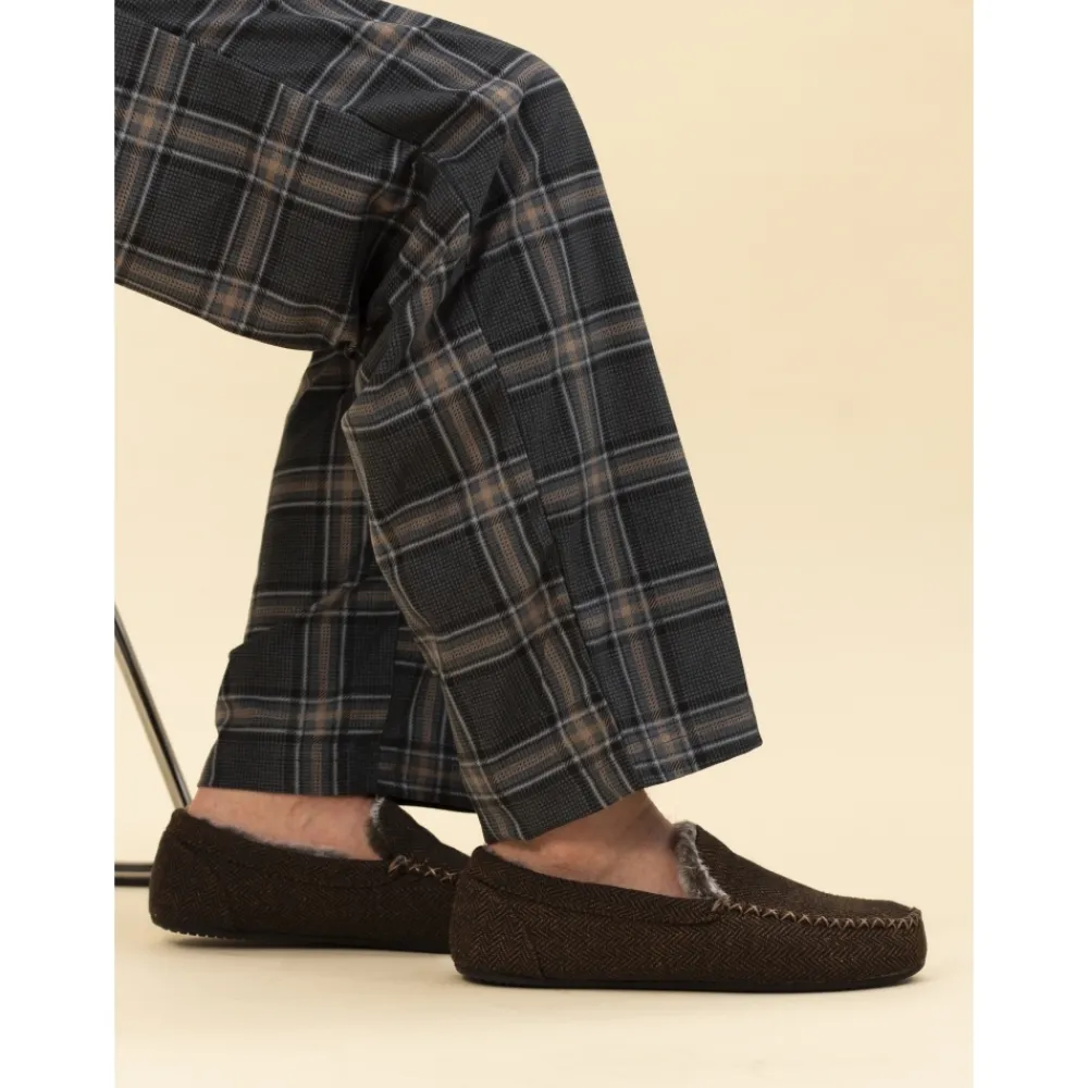 Mens Slippers-Lunar Shoes Hendrix Brown Slipper