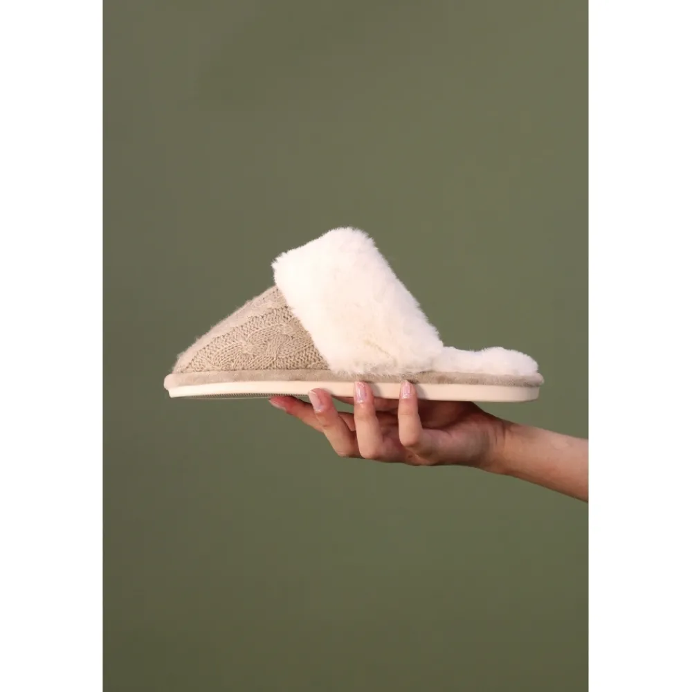 Gift Boxed Slippers | Slip-on-Lunar Shoes Nika Beige Slipper