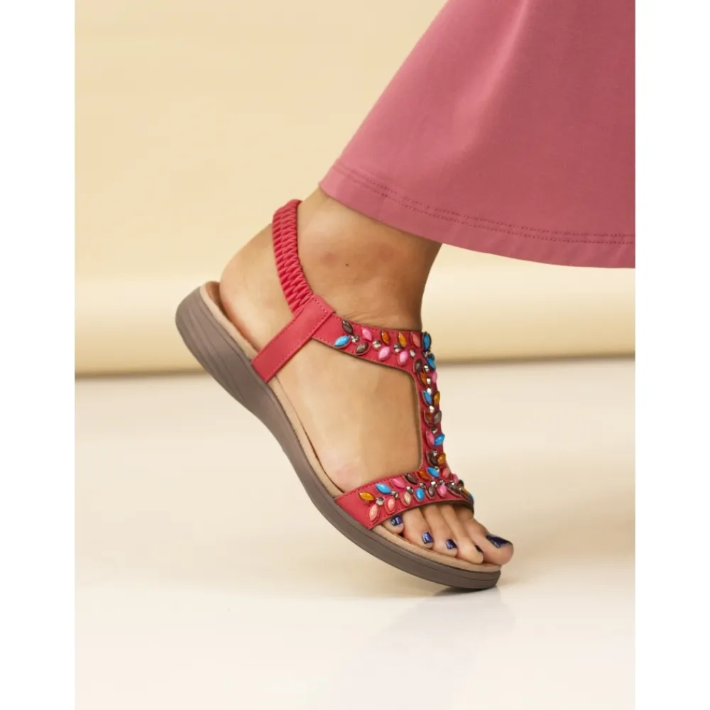 Elasticated-Lunar Shoes Ravello Red Sandal