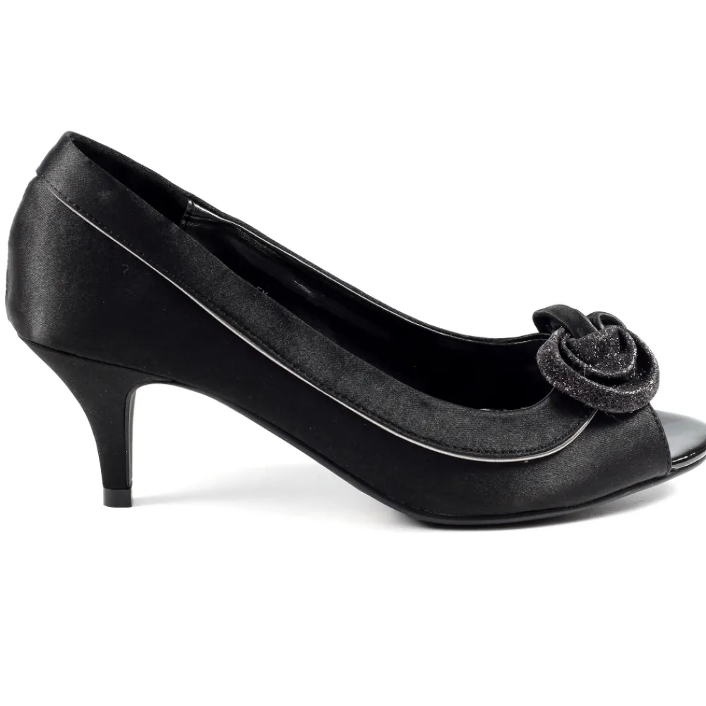 Shoes & Matching Bags | Courts-Lunar Shoes Ripley Black Satin Peep Toe