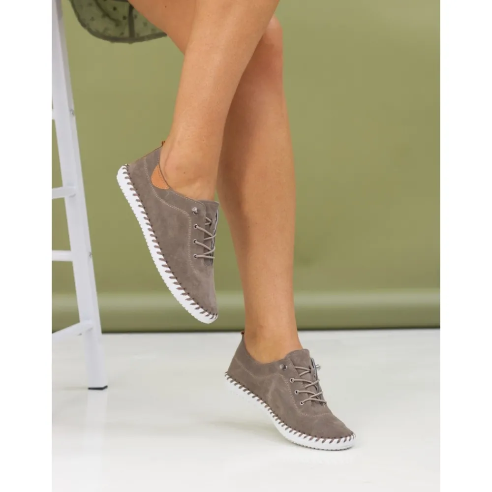 Pumps | Flats-Lunar Shoes St Lawrence Taupe Leather Plimsoll