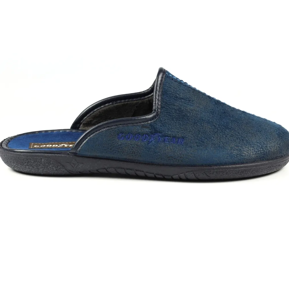 Mens Slippers-Lunar Shoes Tees Navy Mule Slipper